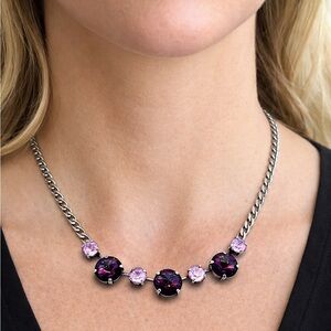 Handmade Swarovski Crystal Necklace Amethyst Statement Luxury Artisan Jewelry
